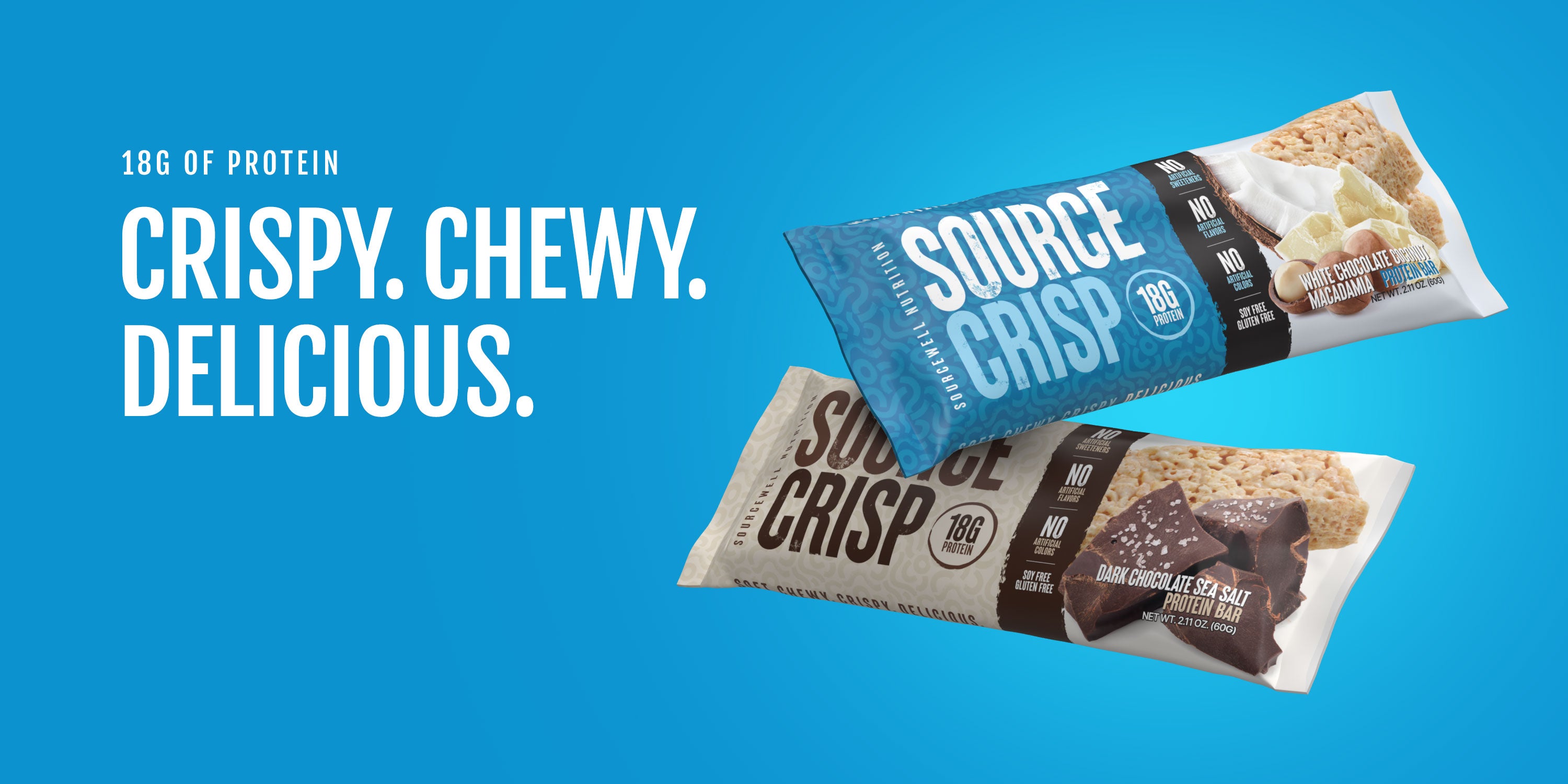 Source Crisp Masthead showing both protein bars