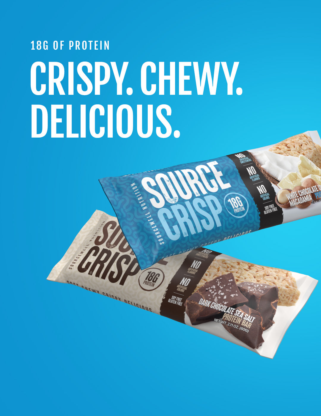 Mobile masthead showing both Source Crisp protein bars